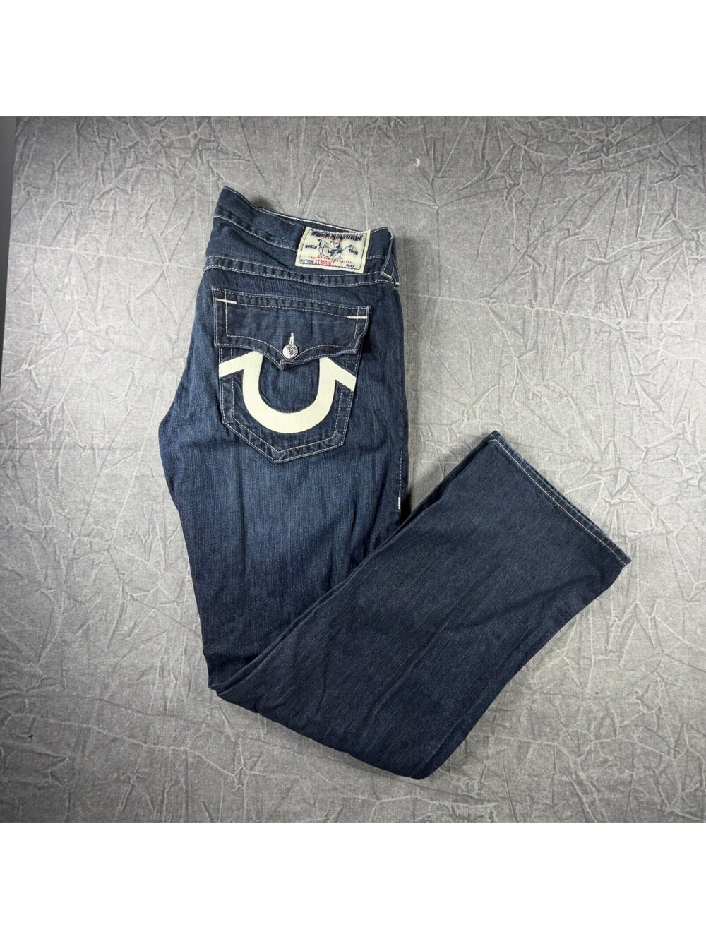 True Religion Denim Cotton Straight Y2K Vintage Mens 38 Dark Wash Jeans